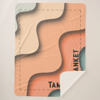 Wavy 3D Retro Custom Name with Corner Text Sherpa Deken