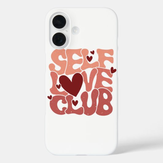 Wavy 70s Font "Self Love Club" Hearts Case-Mate iPhone Case (Achterkant)