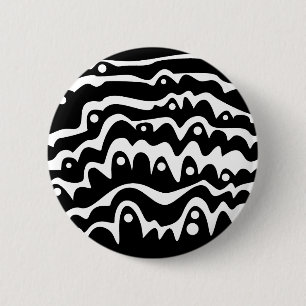 Wavy Abstract zwart en wit Ronde Button 5,7 Cm