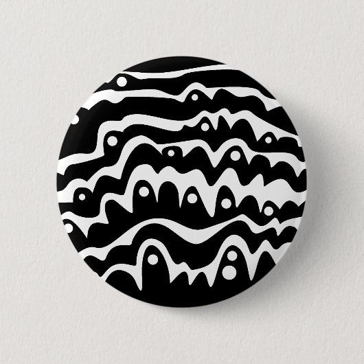 Wavy Abstract zwart en wit Ronde Button 5,7 Cm (Voorkant)