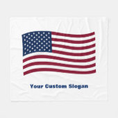 Wavy American Flag (met uw aangepaste slogan) Fleece Deken (Voorkant (Horizontaal))