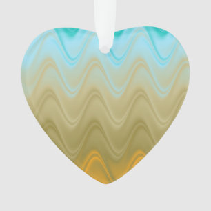 Wavy Blauw Groen Sinaasappel Abstract Ornament