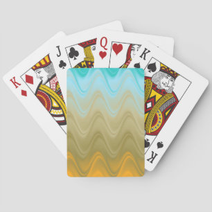 Wavy Blauw Groen Sinaasappel Abstract Pokerkaarten
