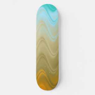 Wavy Blauw Groen Sinaasappel Abstract Skateboard