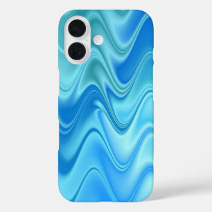 Wavy Blue Abstract iPhone 16 Hoesje