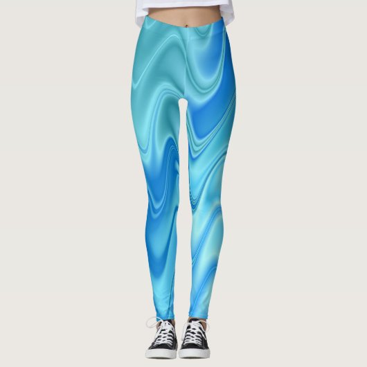Wavy Blue Abstract Leggings (Voorkant)