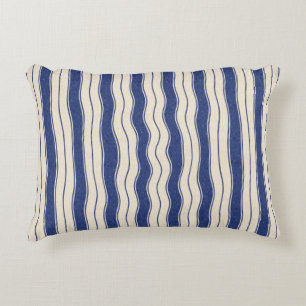 Wavy Blue en White Stripes Accent Kussen