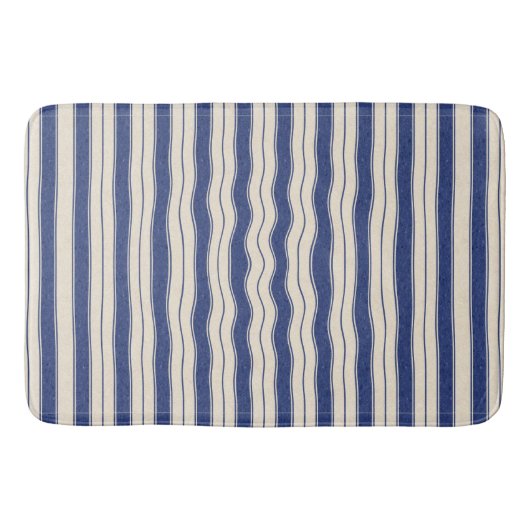 Wavy Blue en White Stripes Badmat (Voorkant)