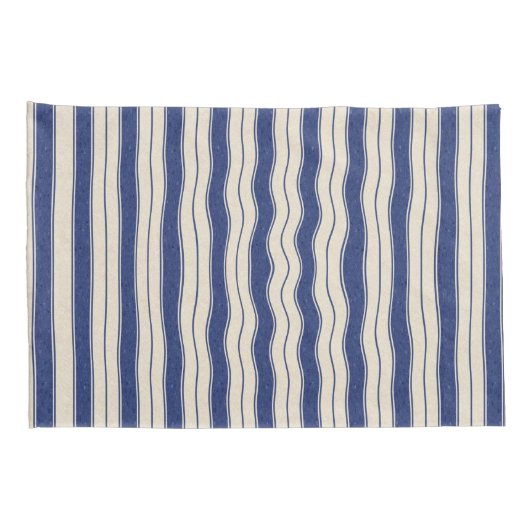 Wavy Blue en White Stripes Kussensloop (Achterkant-Rechts)