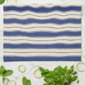 Wavy Blue en White Stripes Theedoek (Gevouwen)