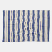Wavy Blue en White Stripes Theedoek (Horizontaal)