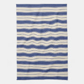 Wavy Blue en White Stripes Theedoek (Verticaal)