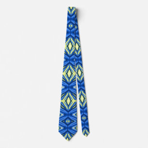 Wavy Blue en Yellow Kaleidoscope Stropdas