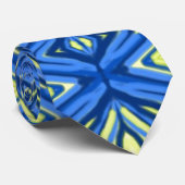 Wavy Blue en Yellow Kaleidoscope Stropdas (Opgerold)