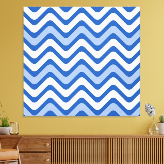 Wavy Blue Pattern Canvas Afdruk (Insitu (Woonkamer))