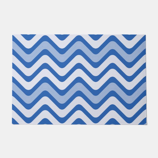 Wavy Blue Pattern Deurmat (Voorkant)