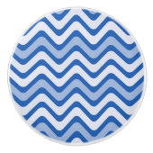 Wavy Blue Pattern Keramische Knop (Voorkant)