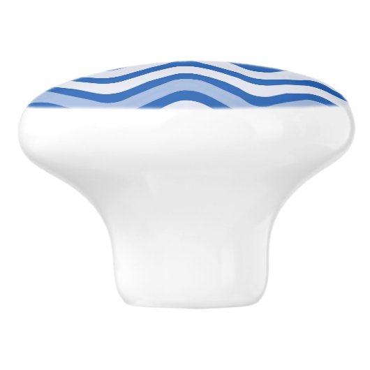 Wavy Blue Pattern Keramische Knop (Zijkant)