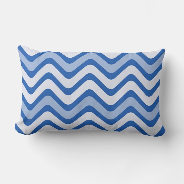Wavy Blue Pattern Kussen (Voorkant)