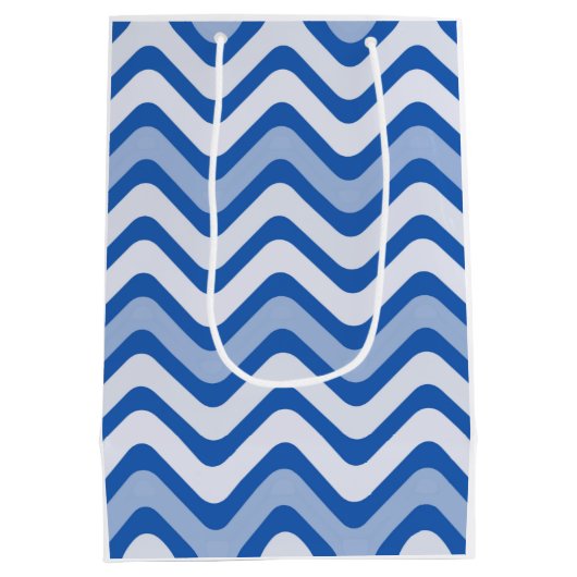 Wavy Blue Pattern Medium Cadeauzakje (Achterkant)