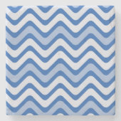 Wavy Blue Pattern Stenen Onderzetter (Voorkant)