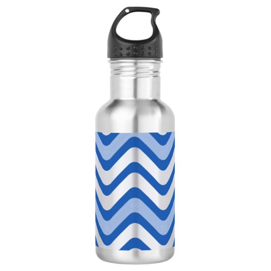 Wavy Blue Pattern Waterfles (Voorkant)