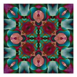 Wavy Blue Pink en Blue Green Kaleidoscope Perfect Poster