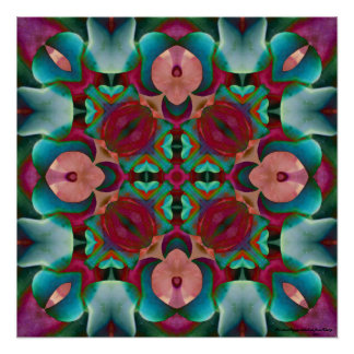 Wavy Blue Pink en Blue Green Kaleidoscope Perfect Poster