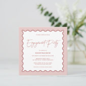 Wavy Border Mrs & Mrs Verloving Shower Uitnodiging (Staand voorkant)