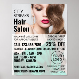 Wavy Brown Hair, Hair Stylist, Hair Salon Advert Poster