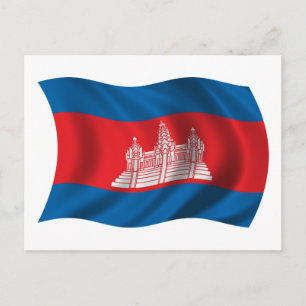 Wavy cambodia Flag Briefkaart