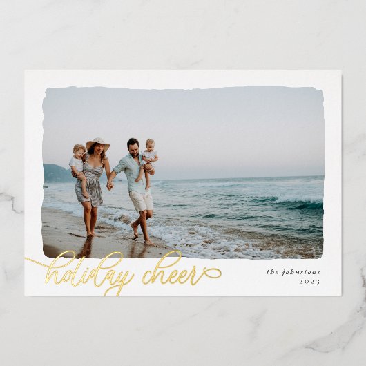 Wavy | Carte Foil Simple Horizontal Holiday Cheer (Recto)