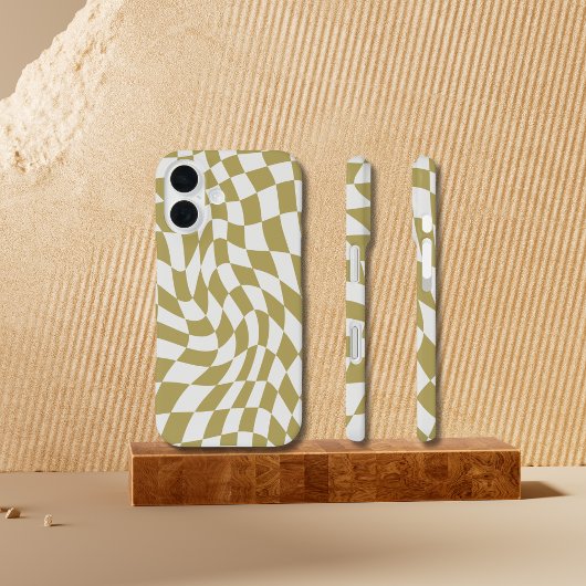 Wavy Checkerboard Moderne iPhone 16 coques
