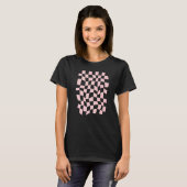 Wavy Checkerboard Pink Pattern T-shirt (Voorkant volledig)