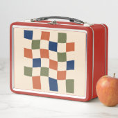Wavy Checkerboard Retro Multicolor Lunch Box (En situation)