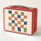 Wavy Checkerboard Retro Multicolor Lunch Box (Dos)