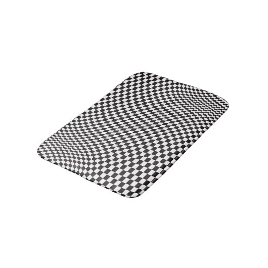 Wavy Checkered Black White Checkerboard Pattern Badmat (Gekanteld)