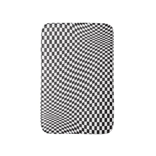 Wavy Checkered Black White Checkerboard Pattern Badmat (Voorkant Verticaal)