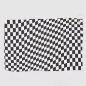 Wavy Checkered Black White Checkerboard Pattern Golfhanddoek (Horizontaal)