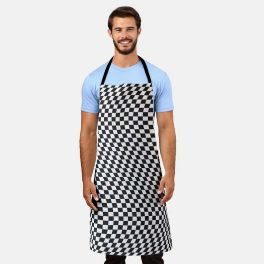 Wavy Checkered Black White Checkerboard Pattern Schort (Gedragen)