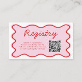 Wavy Curvy Pink Red Baby shower Registry QR-code Informatiekaartje (Voorkant)