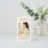 Wavy Dark Brunette Hair Nail Tech Social Media QR Visitekaartje (Staand voorkant)