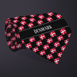 Wavy Denemarken Vlag Patroon Stropdas