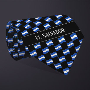 Wavy El Salvador Vlag Patroon Stropdas
