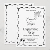 Wavy Engagement Announcement wedding Kaart (Voorkant / Achterkant)