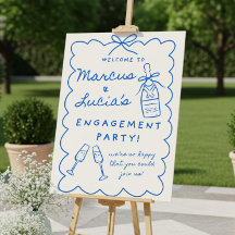 Wavy Engagement Party Sign Sjabloon, handgetekend