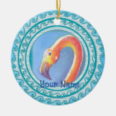 Wavy Flamingo Keramisch Ornament (Voorkant)