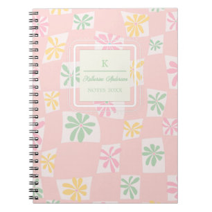 Wavy Floral Check Notitieboek