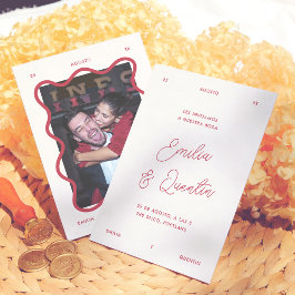 Wavy Frame Retro Photo Spanish Wedding Kaart