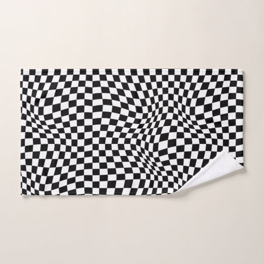 Wavy Gecontroleerd zwart wit checkboard Bad Handdoek (Handdoek)